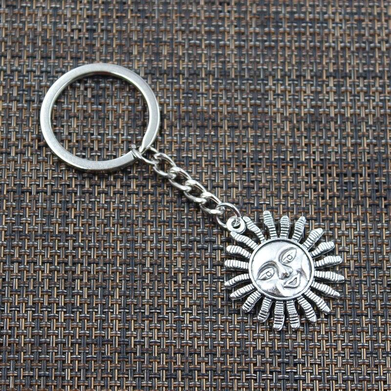 Новый брелок 34x29 мм Sun Face Sunburst бронзовый серебряный цвет подвески DIY мужской автомобильный брелок кольцо держатель брелок ювелирные изделия подарок