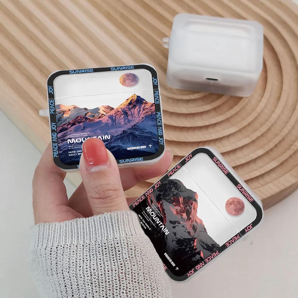 Чехол для наушников Airpods 4-го 3-го Pro3 с рисунком «Пейзаж снежной горы», чехлы для Airpod 2 3 1, защитный аксессуар, корпус, Fundas