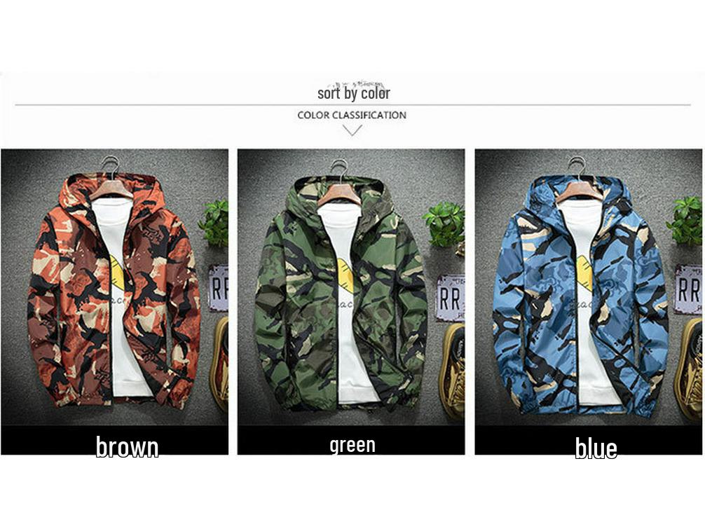 Мужская камуфляжная куртка с капюшоном - большой размер, весна/осень, модная спортивная форма для студентов