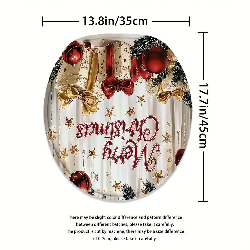 4Pcs Bathroom Shower Curtain SetMerry ChristmasPattern Bathroom Curtain With 12 Hooks Non Slip Rugs Toilet Cover Mat Bathroom Partition