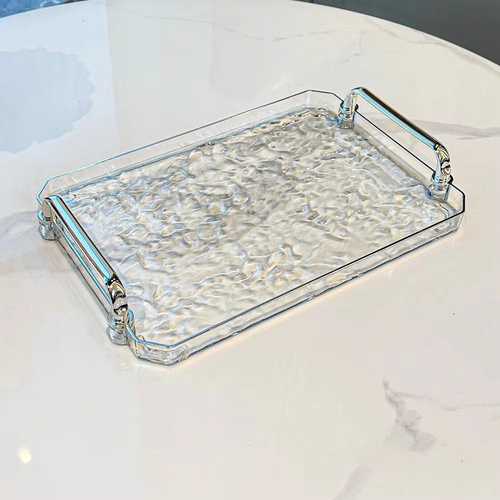Декоративный поднос для хранения с эффектом ряби воды Легкая роскошь Десертная тарелка Прозрачный поднос для чайных чашек Домашний