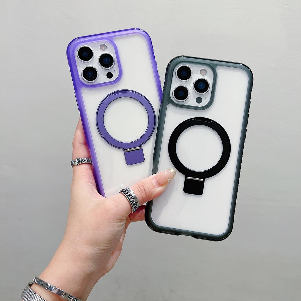 For iPhone 16 Pro Case Compatible with MagSafe Kickstand Clear TPU PC Phone Back Cover