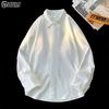 POUM Trendy High-Quality Long-Sleeve Shirt for Men, Spring And Autumn Casual Loose Shirt Jacket KJ03 White M