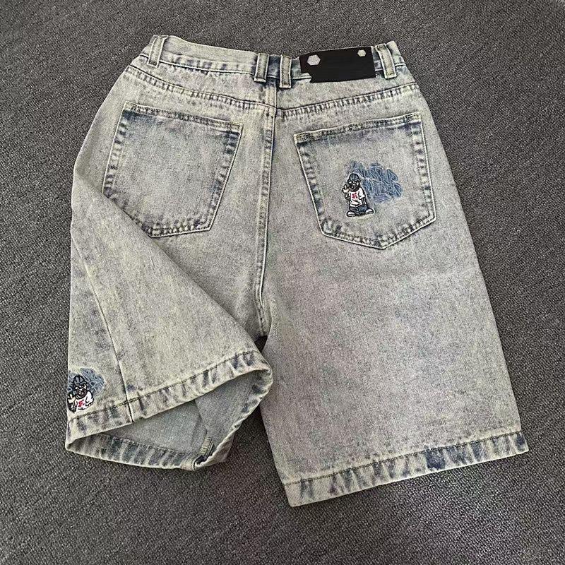 ZYLLO Новая Ретро Мода Y2K Харадзюку Хип-хоп Джинсовые Шорты Уличный Дизайн Мужские