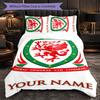 Постельное белье с индивидуальным именем и текстом 'Wales Rugby', 1 пододеяльник и 2 наволочки, Персонализированный подарок для спальни