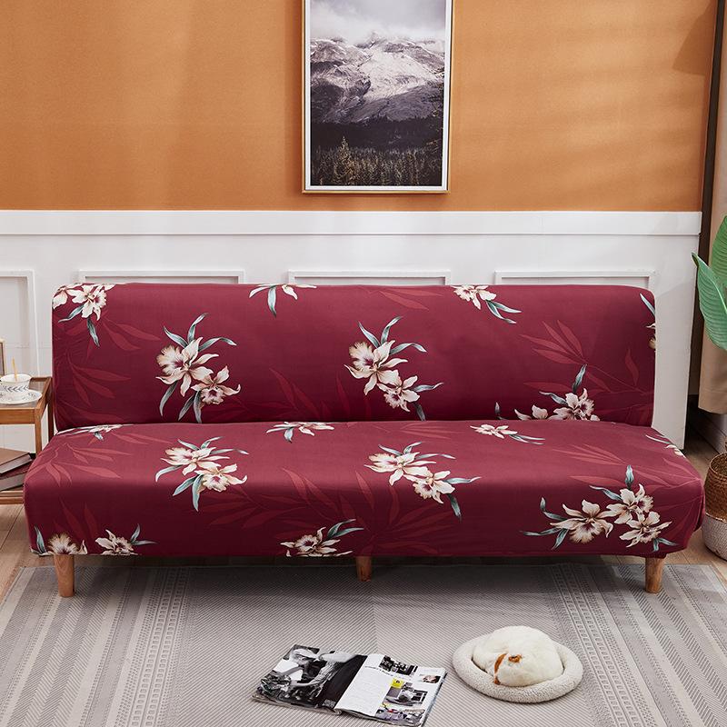 Elastic Fabric All-Inclusive Printed Sofa Towel Folding Sofa Bed Sofa Cover Without Armrest