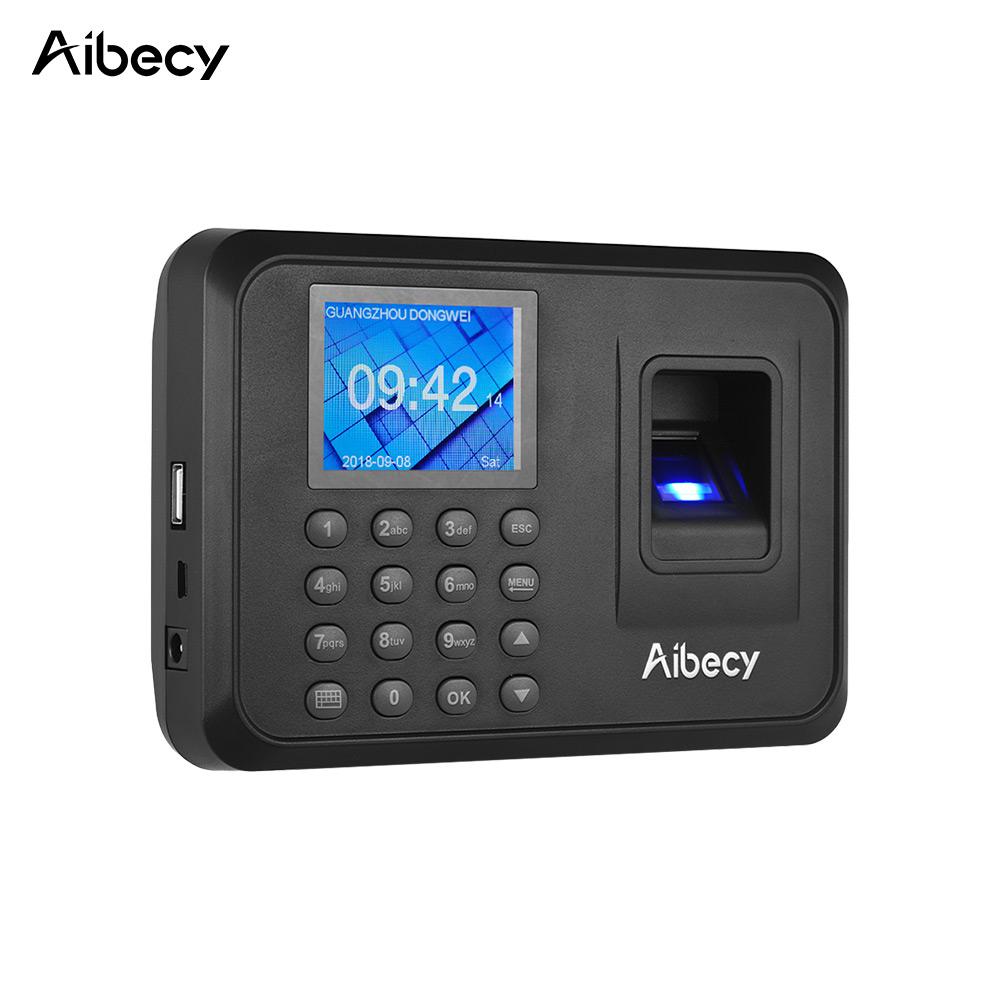 Aibecy Биометрическая машина посещаемости с паролем по отпечатку пальца и 2,4-дюймовым ЖК-экраном