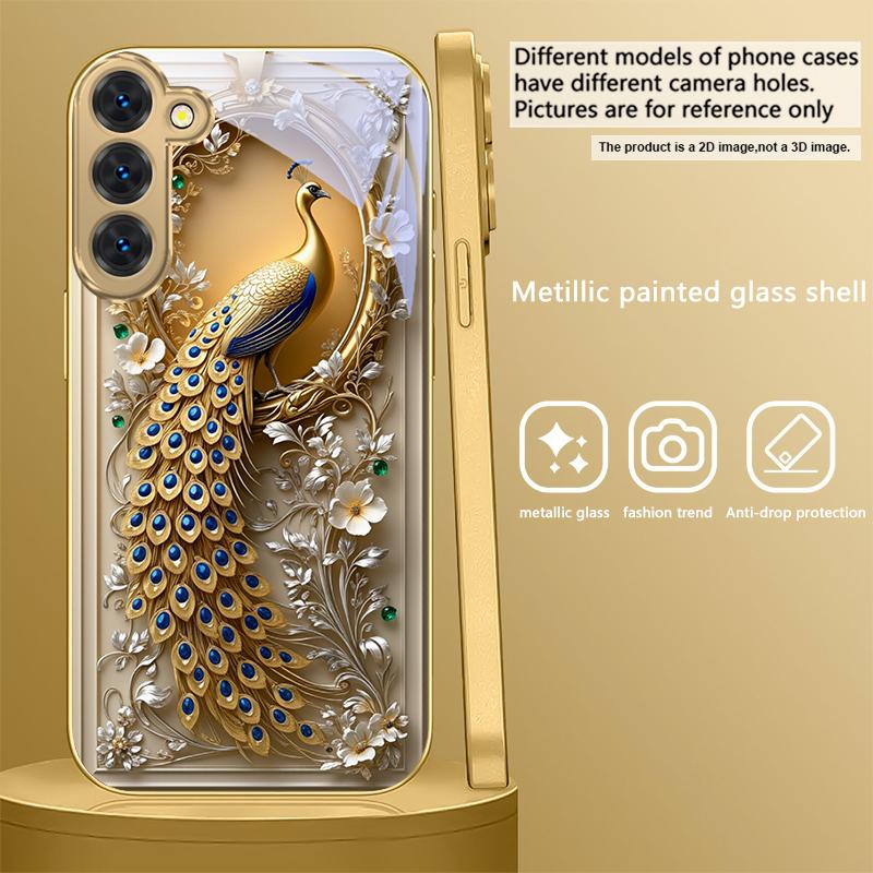 Золотая статуэтка лошади Для Samsung Galaxy S26 S20 FE S21 S22 S23 Plus S24 Ultra S25Ultra S21+ S22Plus Золотой стеклянный чехол для телефона