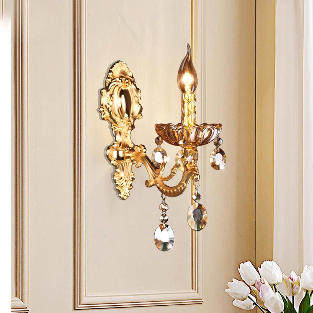 Настенный светильник в европейском стиле E14 в виде свечи, хрустальный, из цинкового сплава, для зеркала, прикроватный, для спальни, для прихожей, декоративное освещение