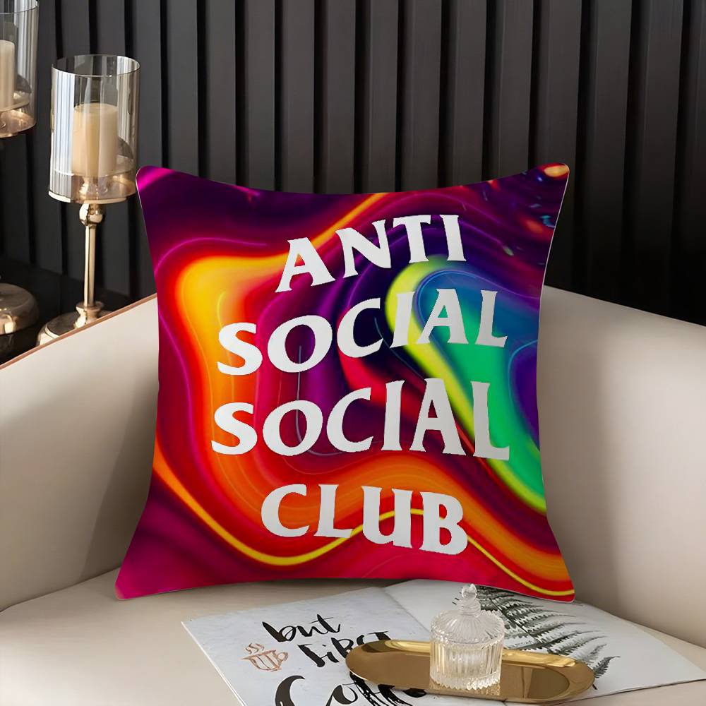 A-Anti Social S-Social Club Наволочка для дома общежития спинки стула короткий плюш двусторонняя печать офиса подушка для дневного сна