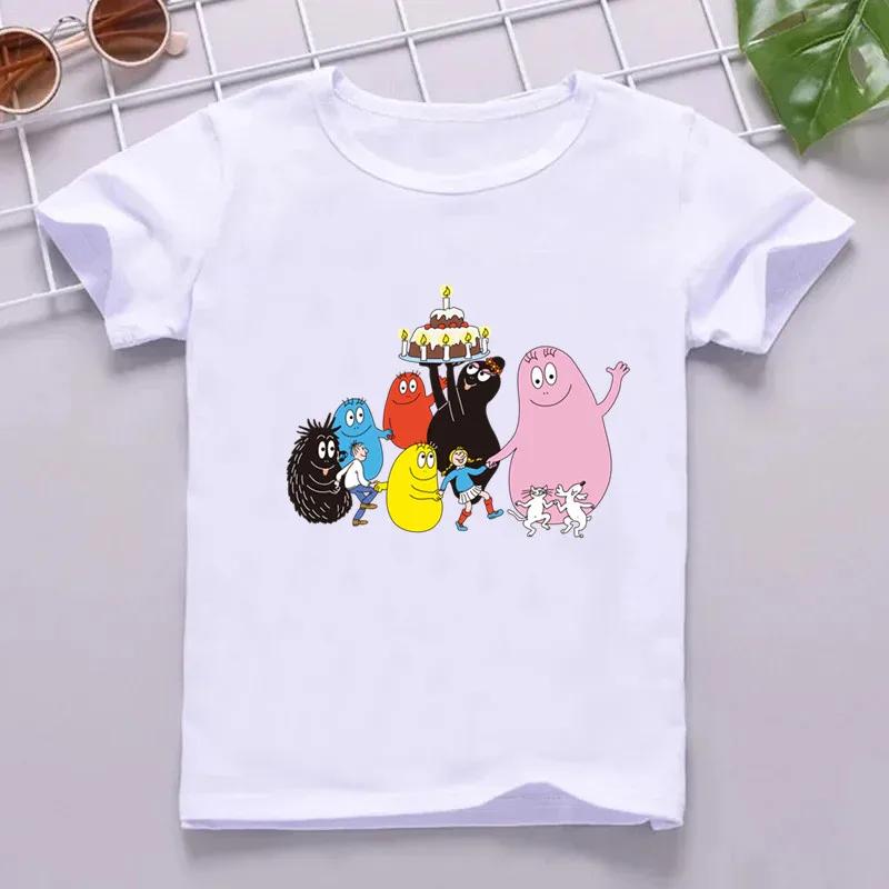 Hot Sale Cute Barbapapa Print Cartoon Kids T shirt Funny Girls Summer Tops Baby Boys Clothes Children Short Sleeve Tshirt