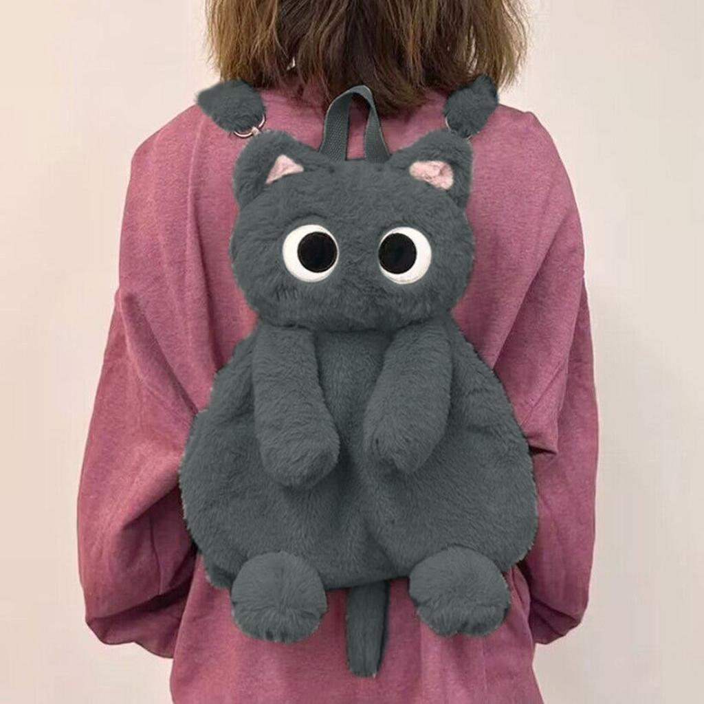 3D Кот Плюшевый Рюкзак Мультфильм Школьная Сумка Мягкая Удобная Сумка Через Плечо Для Детей Девочек Подарочная Ежедневная Женская Сумка Через Плечо