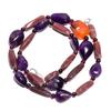 Natural Red Aventurine Amethyst Carnelian Gemstone Beads Necklace 17" UB-4731 UB-4731