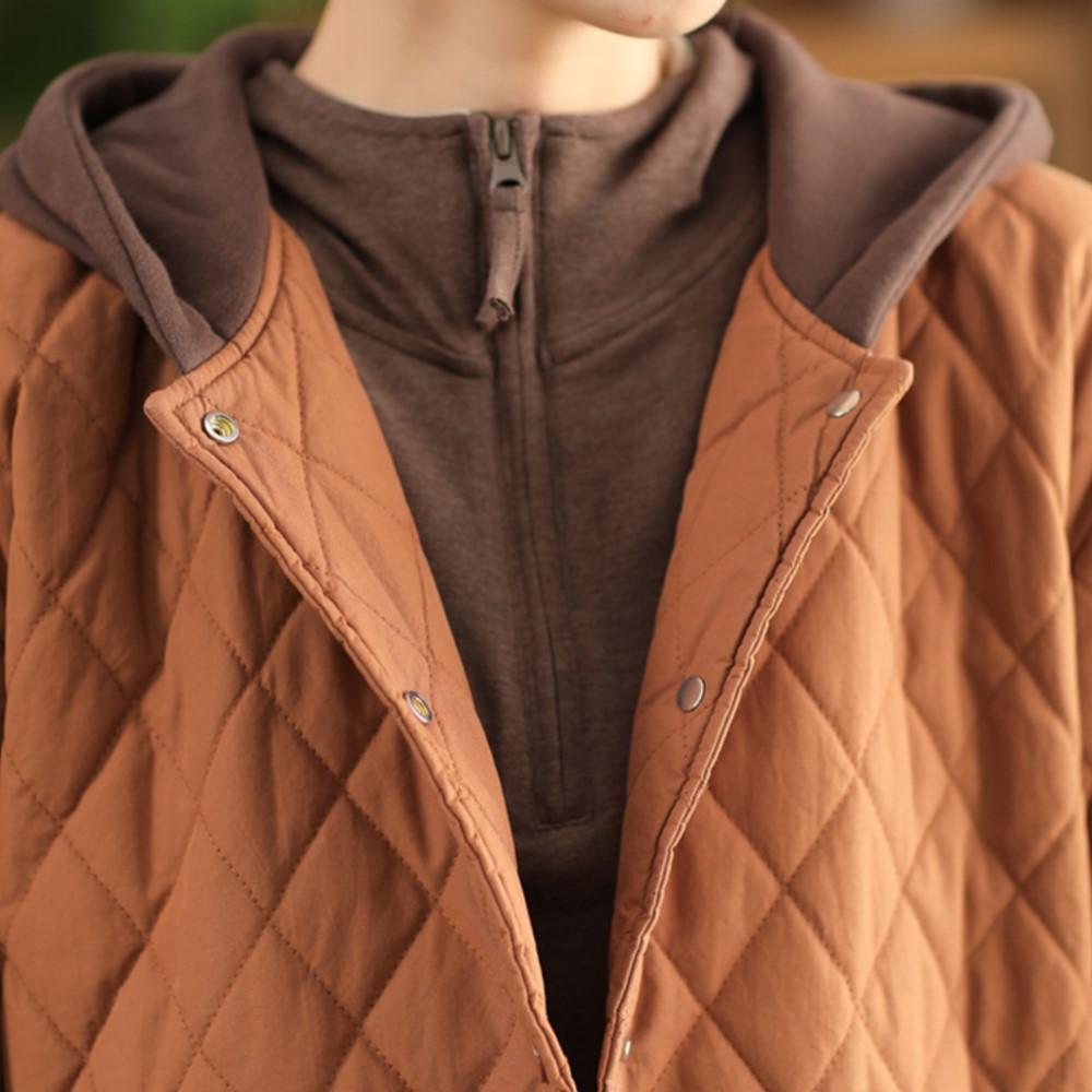 Johnature Женские винтажные пальто с капюшоном на пуговицах, однотонные, с длинным рукавом, зимние, повседневные, теплые