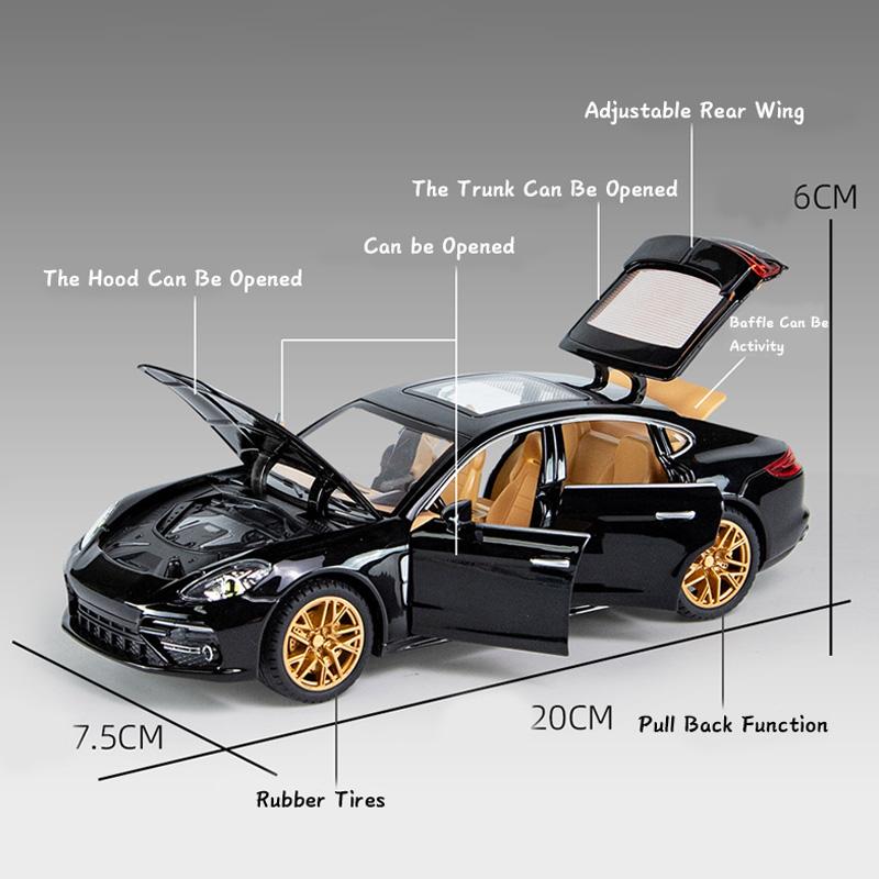 Масштаб 1/24 Panamera, модель автомобиля из сплава, световой и звуковой эффект, литой автомобиль, игрушки для мальчиков, детские игрушки, подарок на день рождения, детские игрушки, автомобиль, коллекция игрушек для мальчиков