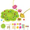 1 Set Bee Bean Picking Fishing Game Magnetic Bead Catcher Tabletop Game with Headband Kids Parents Family Party Interactive Educational Toy