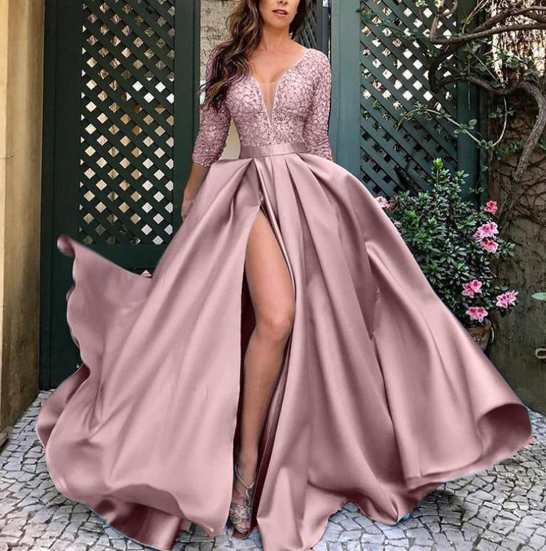 2025 European & American Sexy Lace Sequin Evening Gown