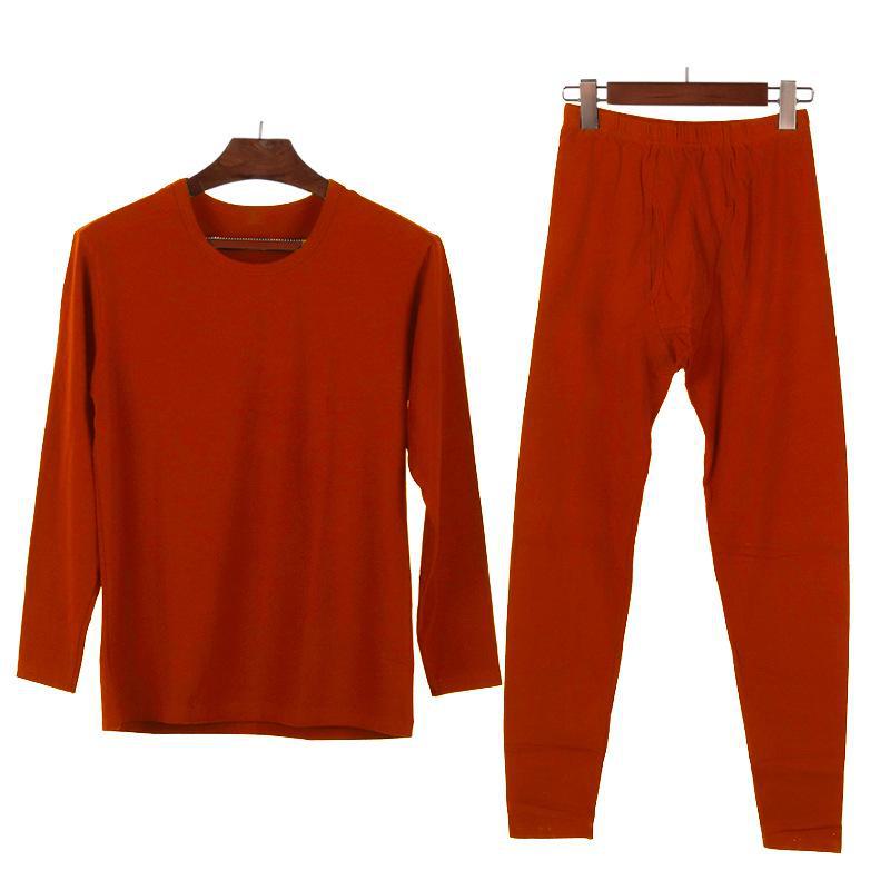 Мужской комплект термобелья из чистого хлопка с круглым вырезом - легкая, дышащая осенняя нижняя одежда