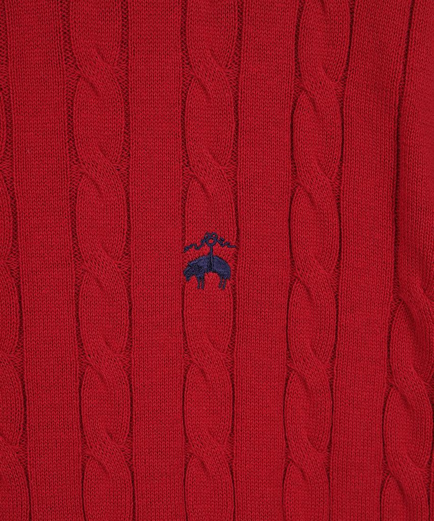BROOKS BROTHERS Cotton Cable Polo Short Sleeve Sweater (Red) (Bbwtmo204Adfm)