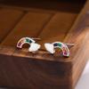 Colorful Rainbow Cloud Diamond Stud Earrings for Women