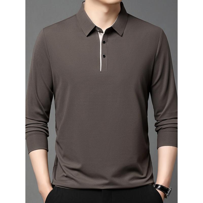 Футболка с длинными рукавами для мужчин среднего возраста, весна-осень, Foreign Trade, рубашка для папы, повседневный деловой однотонный топ для нижнего белья