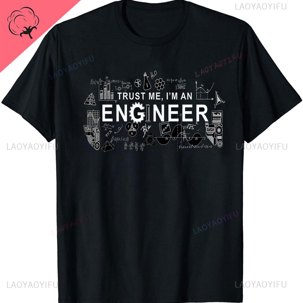 Funny Father Day T-shirt Men Trust Me I Am An Engineer Tshirt Geek Male Tops Letter Math Equation Print Tees Custom Students Tee