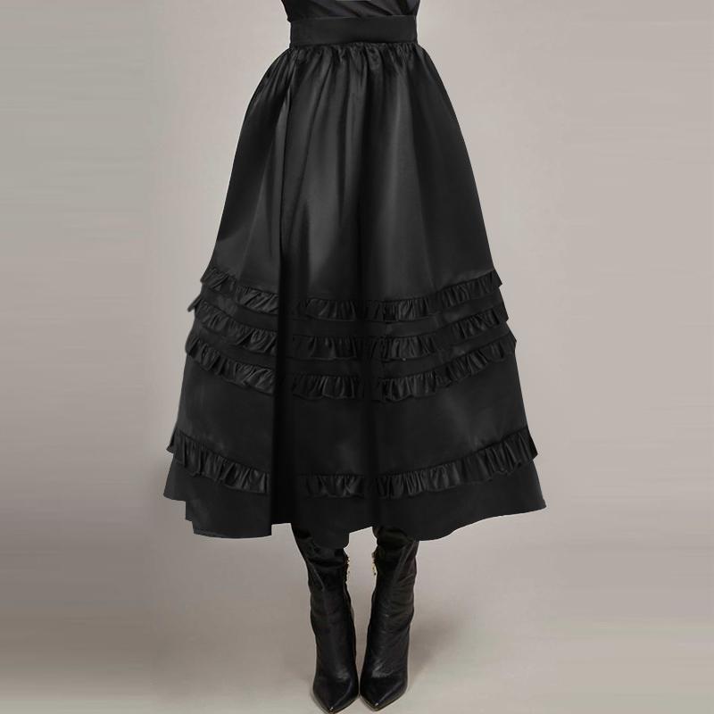 ZANZEA Женские винтажные однотонные многослойные юбки