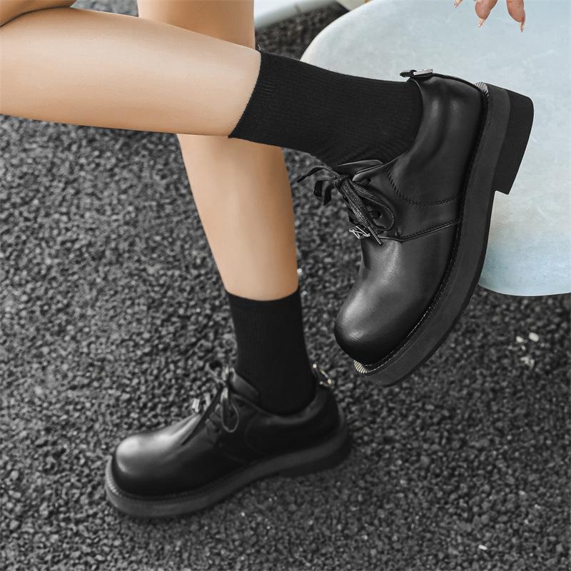 Весенние и летние туфли из кожи женские на платформе, увеличивающие рост, деловой костюм, свадебные туфли для парикмахеров, повседневные туфли дерби 5651-J