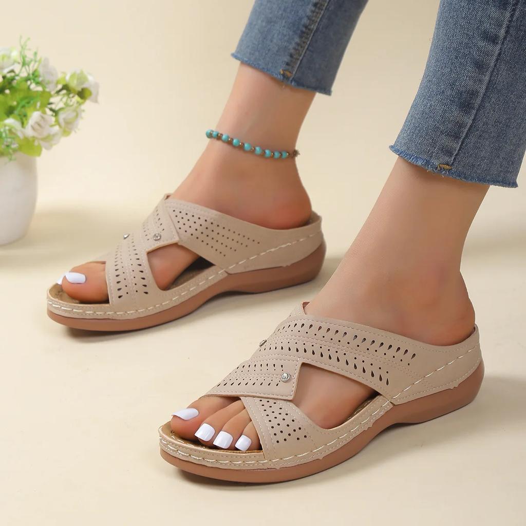 New Fashion Women Orthopedic Slippers Wedge Sandals Comfy Platform Ladies Casual Big Toe Retro Correction Sandal Plus Size 35-43