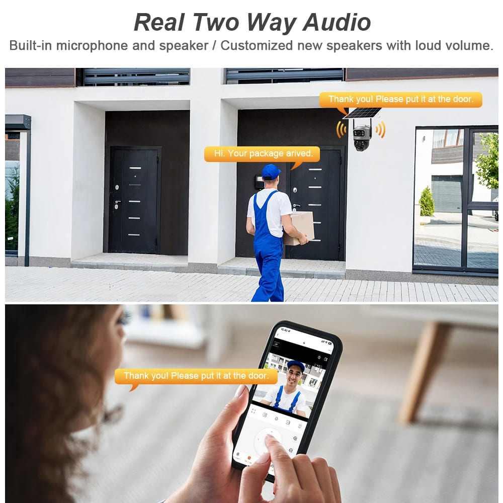 Новая солнечная камера 4K 8MP 4G SIM-карта с двумя объективами, WIFI, ночным видением, двойной экран, аккумулятор, PIR, обнаружение движения, наружное видеонаблюдение