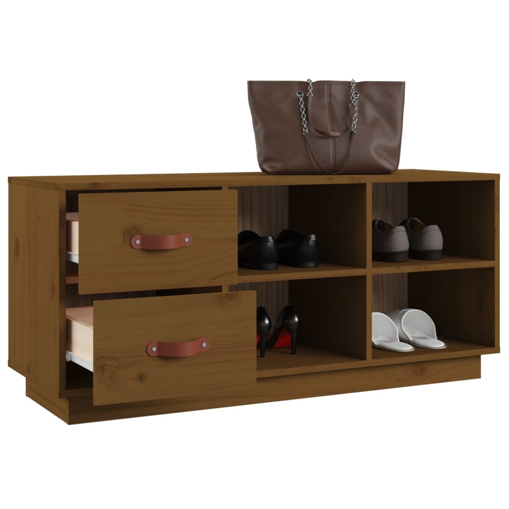 Shoe Bench Honey Brown 100 x 34 x 45 cm Solid Pine Wood