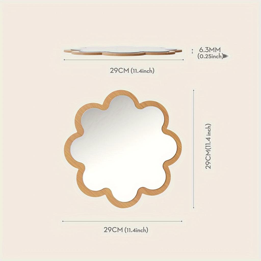Wooden Cloud-Shaped Wall Mirror: Decorative, Vertical, and No Electricity Required