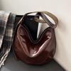 Vintage Oil Wax Leather Underarm Bag Women'S Trendy Fashion Shoulder Messenger Tote Bag