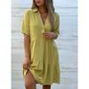 Loose Solid Color Lapel Casual Dress Loose Solid Color Polo Collar Casual Dress