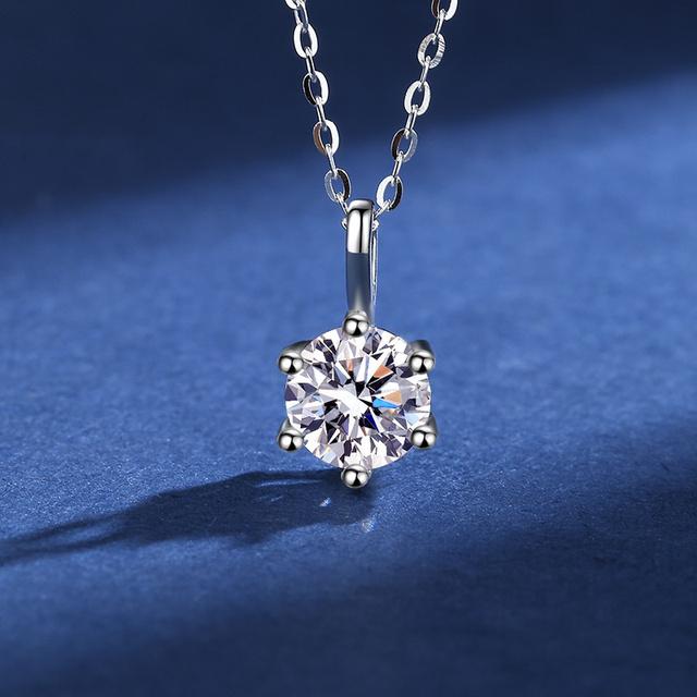Classic Six Claw Pendant S925 1 Carat D Color Necklace For Women Solid Silver 925 Wedding Jewelry Engagement Party