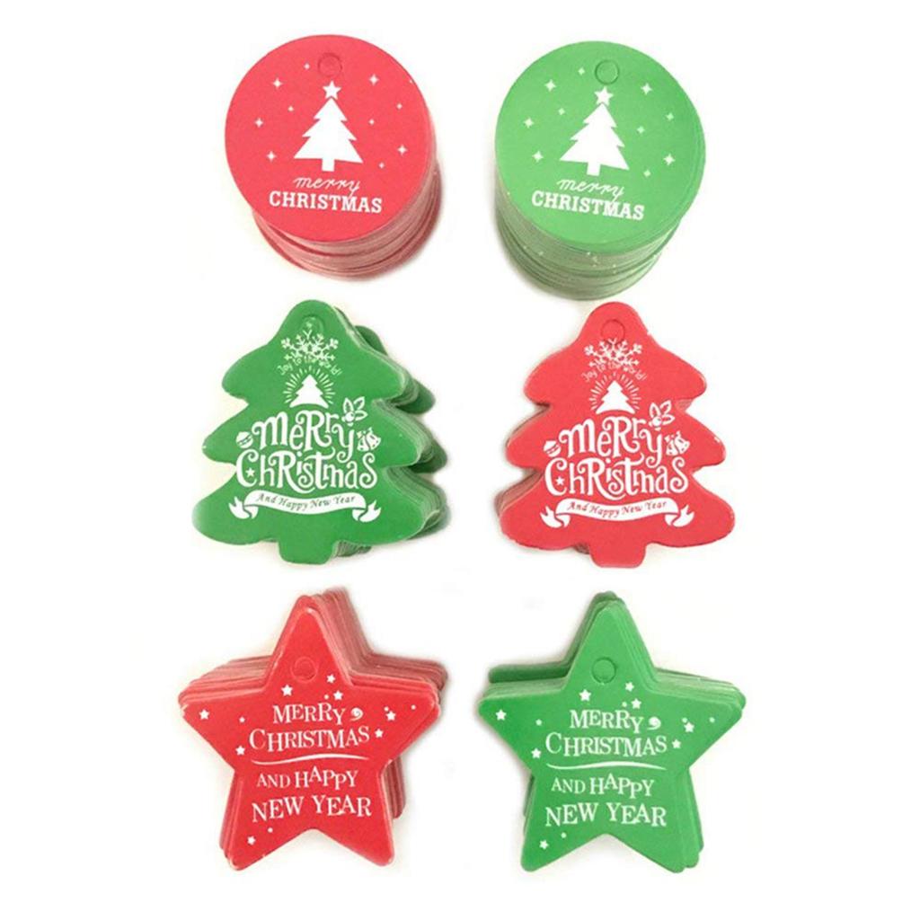 100 шт. Рождественские подарочные бирки с круглой формой для рождественской елки, белые бирки для карточек, подвесные елочные украшения, подарочная упаковка, этикетки