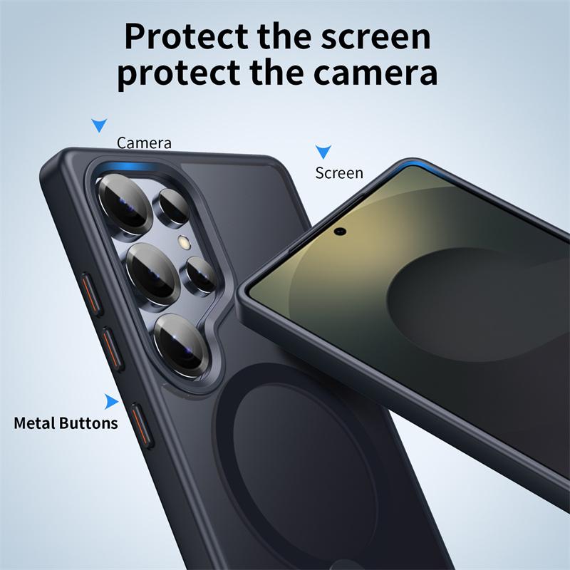 Для Samsung Galaxy S25 Ultra S24 Plus Вращающийся на 360° Сплавной Держатель Чехол для Телефона Матовый Прозрачный Чехол с Поддержкой Беспроводной Зарядки MagSafe