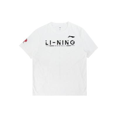 Футболка-пуловер с круглым вырезом и принтом букв Li Ning, мужские топы, стандартные, белые, ATSSC89-2