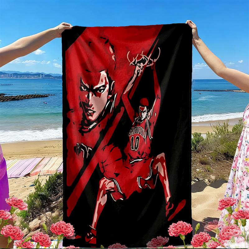 SLAM DUNK Print Beach Towel, Versatile Lightweight Absorbent Beach Towel for Pool Surf Yoga Bathroom, Perfect Birthday Holiday Gift