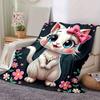 1pc Cute Cartoon Cat with Pink Bow Blanket - Seasonal Home Decor, Throw Blanket for All Seasons, for Decorating Your Own Sofa and Living Roo