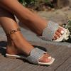 Fashion Fashion 2024 Summer Outdoor Beach Sandals Square Head Golden Luxury High Quality Women Slippers  Zapatos De Mujer  Sandalen