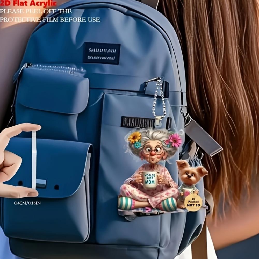 6PCS Acrylic Granny Pendants,Christmas Tree and Pendant Home Window Decor Holiday Souvenirs, Christmas Tree Pendants Perfect for Car Mirror Pendants