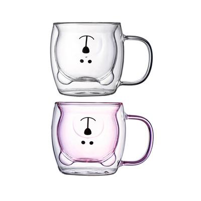 Креативные кофейные кружки с милым медведем, двойная стеклянная чашка, двухслойная чашка с животными, кружка для молока, сока, чая, чашка для леди, подарок на День Святого Валентина, Рождественский подарок