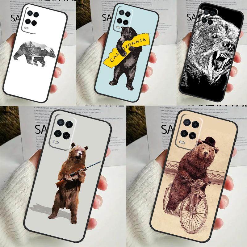 Cartoon Grizzly Bear For OPPO A54S A74 A94 A58 A78 A98 A16 A76 A96 A15 A17 A77 A5 A9 A52 A72 A79 A53S A57S Case