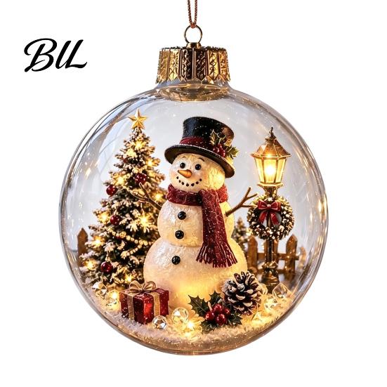 Christmas Gift Tags Clear Ball Ornaments, Acrylic Hanging Decoration with Gingerbread House Xmas Tree Decor Reindeer Santa Inside for Holiday