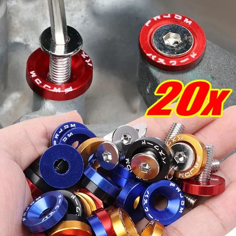 20pcs Lug Nuts Jdm Car Modification M6 Gasket Concave Screw 1.9cm Hexagonal Fasteners A Set Screw Fender Bumper Engine Aluminum
