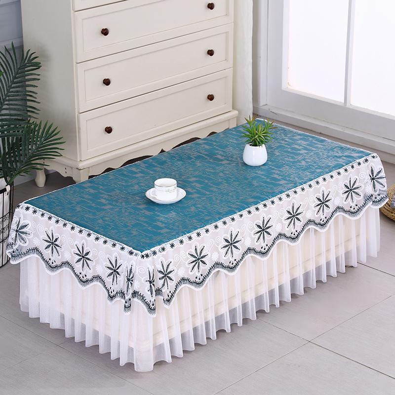 Водонепроницаемый маслостойкий однотонный чехол для стола, вышитое кружево с тонким марлевым краем, скатерть, обеденный стол, пылезащитный чехол для ТВ-шкафа