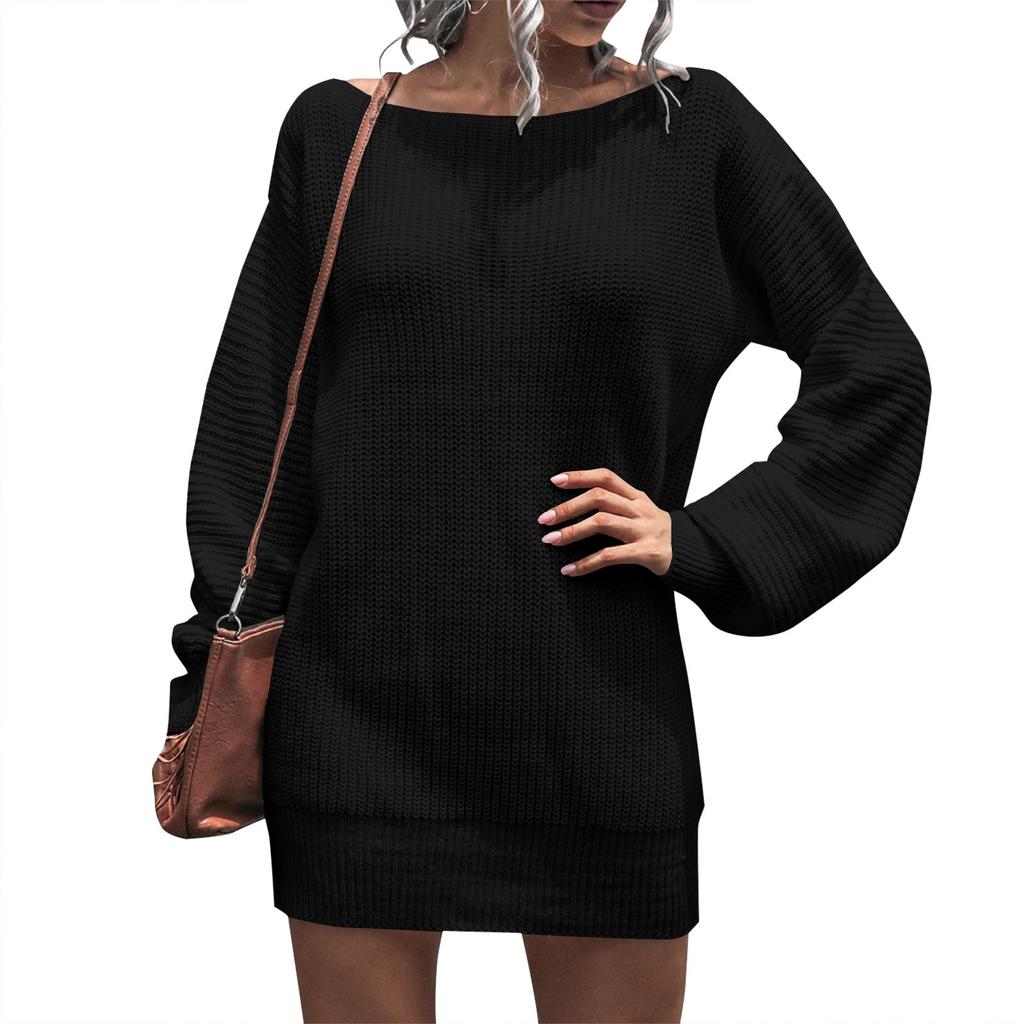 Women's Autumn And Winter Solid Color Casual Long-sleeved Knitted Sweater Tops