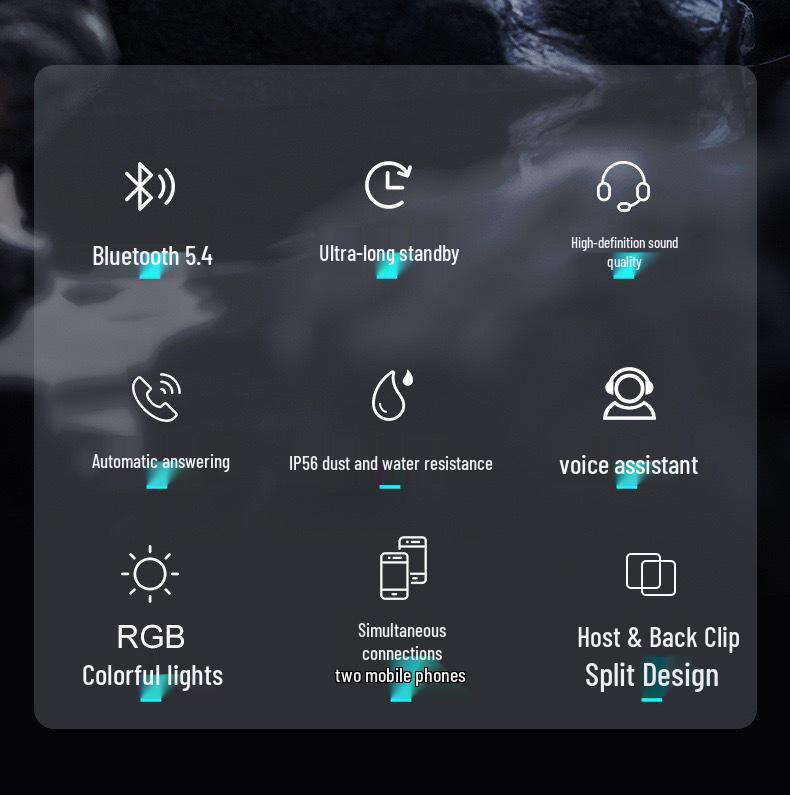 Умная водонепроницаемая Bluetooth-гарнитура для шлема: Меняющий цвет, Антифриз, Долгое время работы от батареи, Тяжелый бас