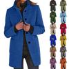 Women's Casual Button Up Coat with Collar and Pocket Long Sleeve Solid Color Woolen Jacket